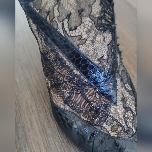 ๐ 3X HOST PICK ๐ Jimmy Choo Newton Leather/Lace/Mesh Heeled Booties - Picture 14 of 15